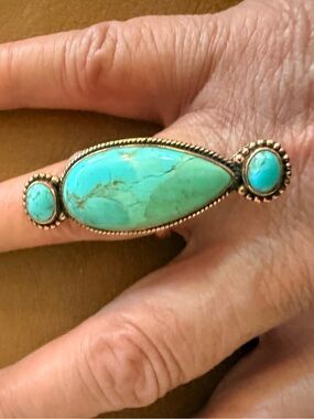 Turquoise Statement Ring Southwestern Style
Handcrafted , set in Copper